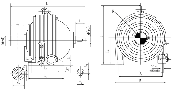 NGW型行星齒輪減速器型式與尺寸