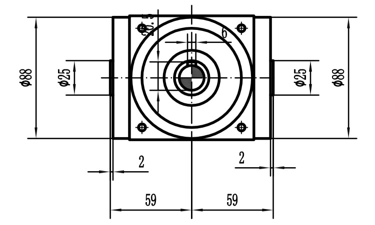 HDA09系列換向器：HDA09-2：1-E外形安裝尺寸圖1