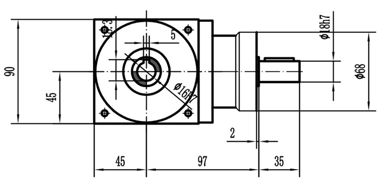 HDA09系列換向器：HDA09-2：1-E外形安裝尺寸圖2