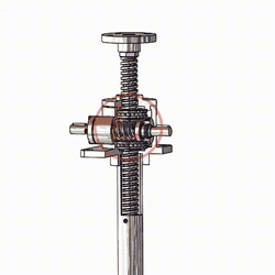 以右側蝸杆爲例，面對著蝸杆時，蝸杆順時針旋轉，絲杆下降；蝸杆逆時針旋轉，絲杆上升。